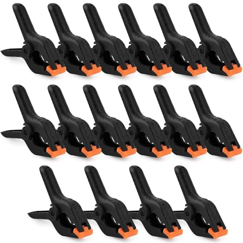 BREANIFULL 16 Pieces 4 Inch Nylon Spring Clamps Heavy Duty Spring Clips Clamps Plastic Heavy Duty Spring Clips Strong Grip Clips Backdrop Clamps for Crafts Woodworking Photography Studios Outdoor