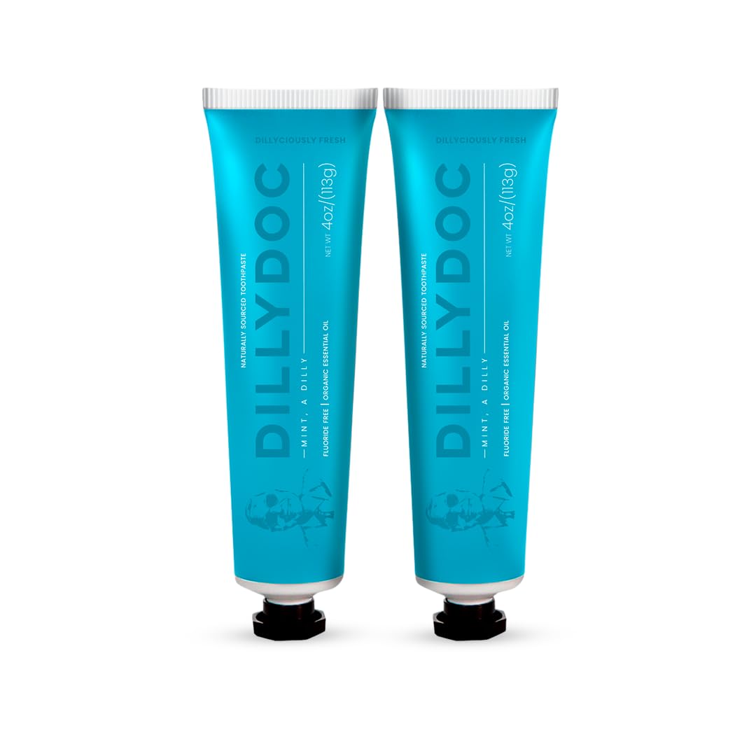 DILLYDOC - Fluoride-Free Mint Toothpaste for Fresh Breath, Gentle on Teeth, Natural Ingredients, Eco-Friendly Bioplastic Tube, Sustainable Oral Care