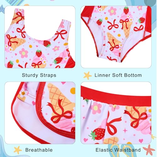 Image of TUONROAD Toddler Girls One Piece Swimsuit 2Pcs Bathing Suit Kids Swimwear with Short for 3-9