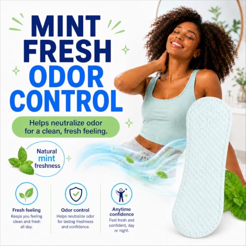 Image of BST Mint Fresh Wingless Panty Liners for Women, Invisible Breathable Ultra Thin Daily Pantiliner, Odor Fighting, Daily Feminine for Light Flow (6.1 Inch 80 Count, Packaging May Vary)