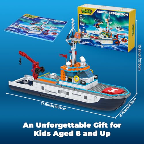Glikid Arctic Explorer Ship Building Set for Boys Girls 8+, Light-Up - image 9
