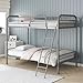 DHP Twin-Over-Twin Bunk Bed with Metal Frame and Ladder, Space-Saving Design, Silver Twin/Twin