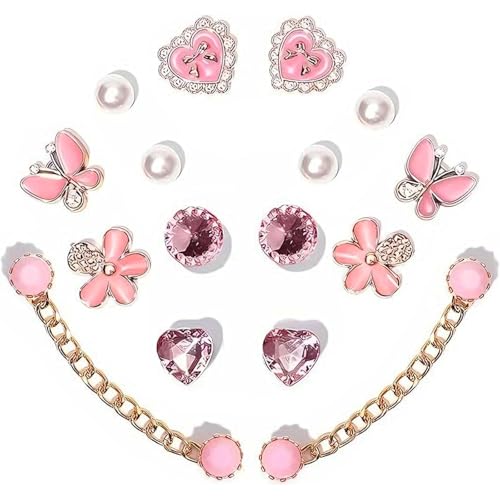 JOOTUEPO 16 Piezas Encantos Cristal Clog Adornos para Sandalias de Zueco, Accesorios de Flores de Zapato, Decoraciones de Zapatos de Bricolaje, Adornos de Zapatos para Niñas Mujeres