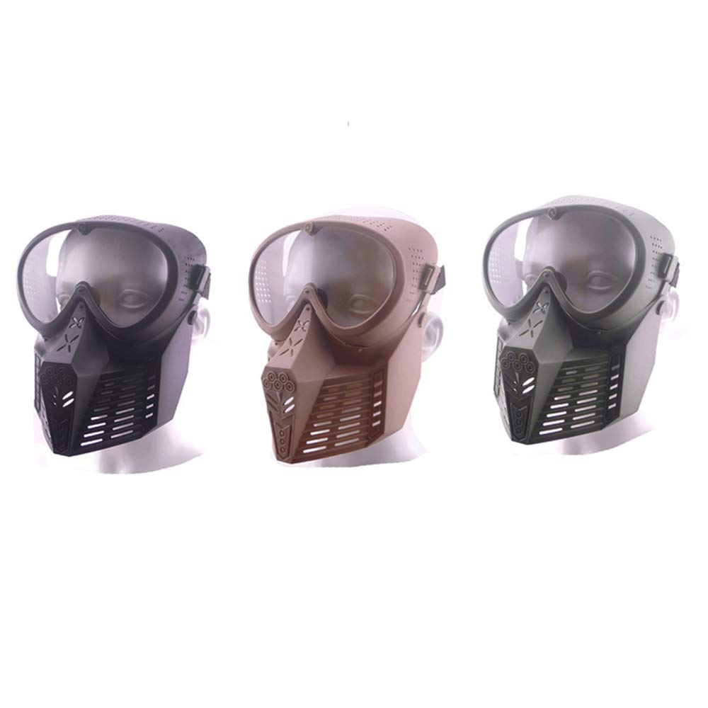 Outdoor Paintball Shooting Face Protection Gear Tactical Full Face PC Mask - Tan