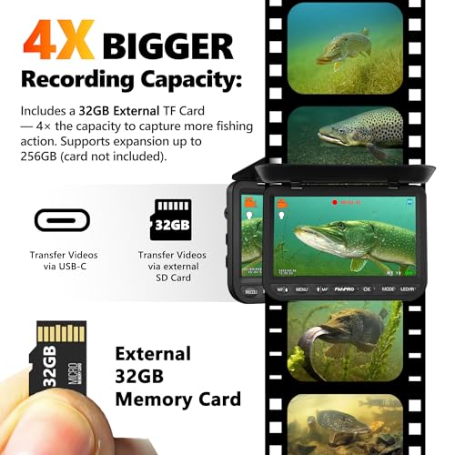 Image of [FishPRO 𝟐𝟎𝟐𝟔 New] [Adjustable Focus] NO.1 HD 1080P Underwater Fishing Camera 7'' IPS, w /DVR-32GB -10,000mAh, Ice Fishing Camera Underwater, Fish Finder for Boat Ice Lake Fish, USB-C /LED+IR /82FT