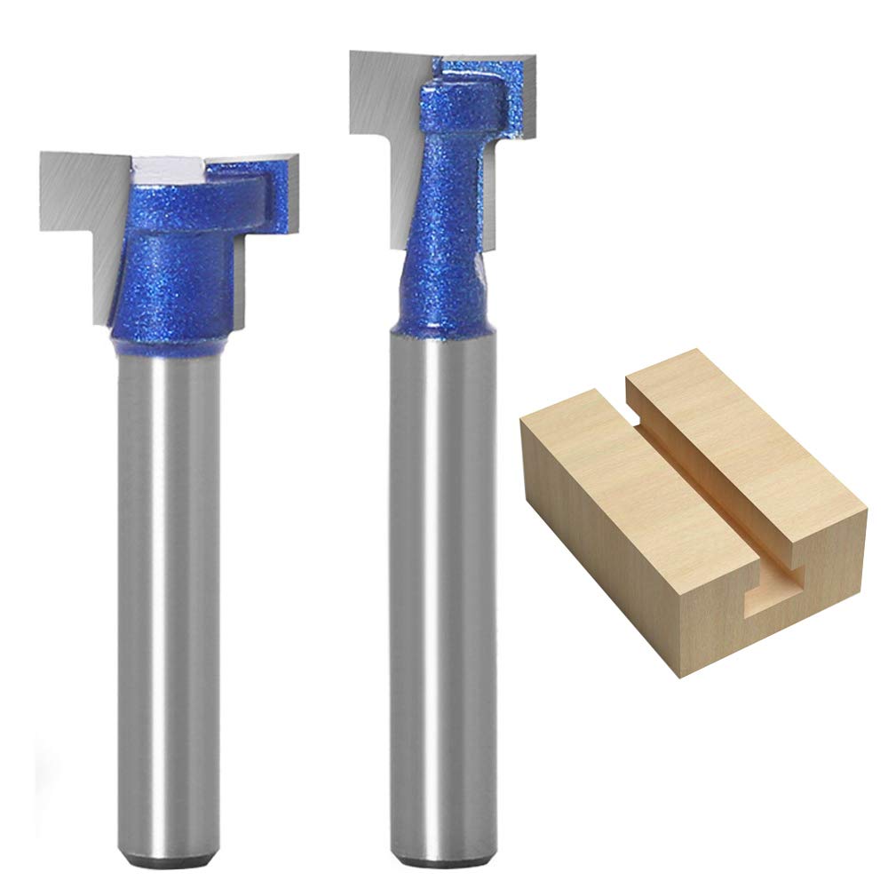 Eyech 2pcs 1/4 Inch Shank Keyhole Router Bit Set T Slot Router Bit T Track Router Bit 1/4" & 3/