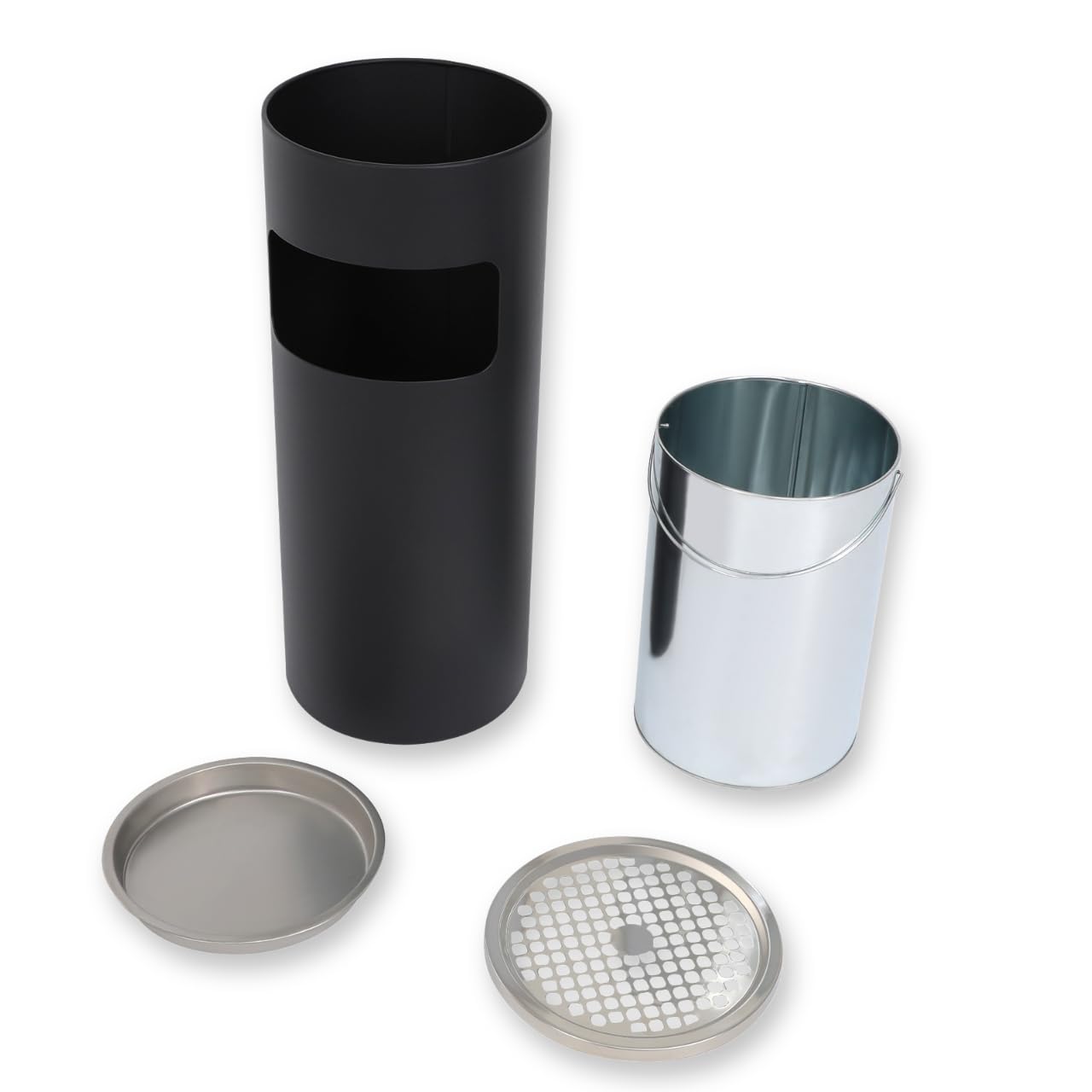 Ouverture LatéRale De La Poubelle Vertical ExtéRieur Poubelle Compacte Pratique Seau intérieur Amovible Résistante Conteneur Alimentaire Adapté Ascenseurs Bureaux Chambres HôTels Noir