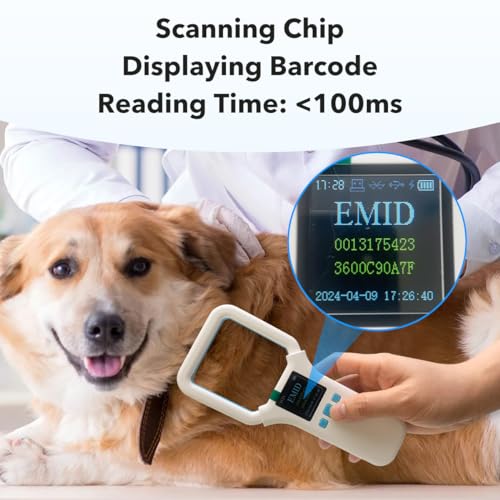 Image of Pet Microchip Scanner RFID 134.2Mhz /125Khz FDX-B(ISO 11784 /11785) Chip Reader 1000 Data Records Animal Universal Microchip Tag Reader Scanner with 1.44 inch TFT Screen