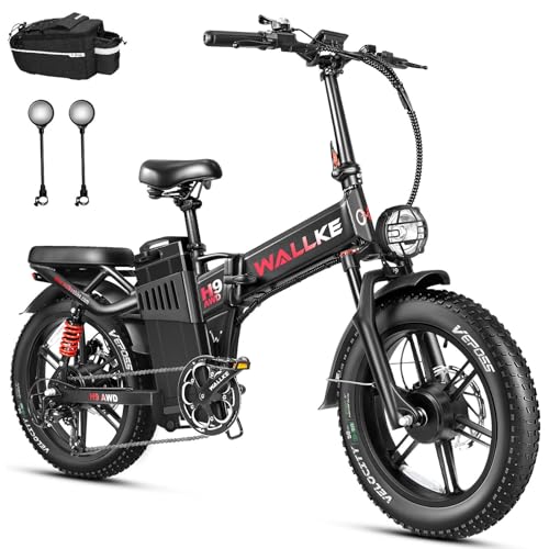 Image of Wallke H9 Ultra Long Range Electric Bike for Adults 55Ah 2640Wh 180 Mile, 37MPH Fast Ebike 4000W, 2-in-1 Battery AC /DC Power Hub & AC /Solar-Charging, Torque Sensor, Air Suspension,20 inch Fat Tire E Bike