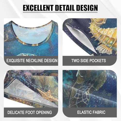 ALAZA Turtle and Seahorse Pajama Set Short Sleeve Sleepwear Soft Lounge Nightwear4