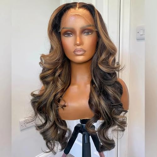 SISIFIRE Highlight Lace Front Wigs for Women Ombre Blonde Body Wave Synthetic Lace Front Wigs with Baby Hair Pre Plucked Hairline Glueless Lace Front Wig