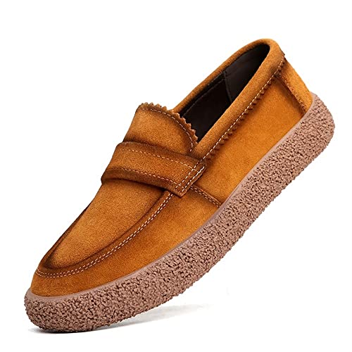 Mens Loafers Round Toe Smoking Loafers Simple Leather Lightweight Flat Heel Comfortable Classic Slip-on2
