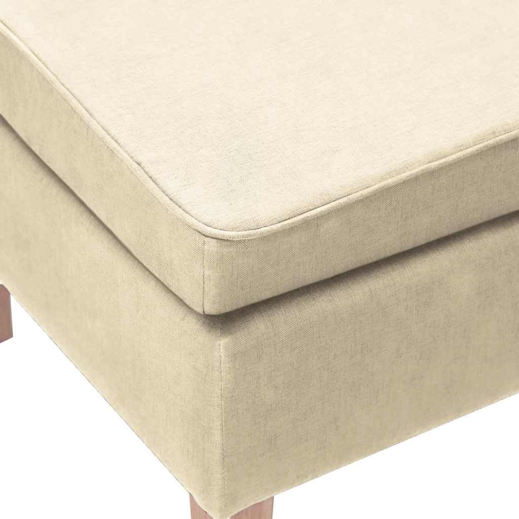 vidaXL Hocker, Fußhocker mit Holzbeinen, Polsterhocker Fußbank für Wohnzimmer Schlafzimmer Flur, Fußschemel Fußstütze Sitzhocker, Creme Stoff