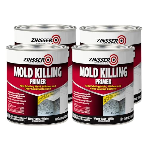 Rust-Oleum Zinsser 276087-4PK Mold Killing Primer Quart White 4 Pack