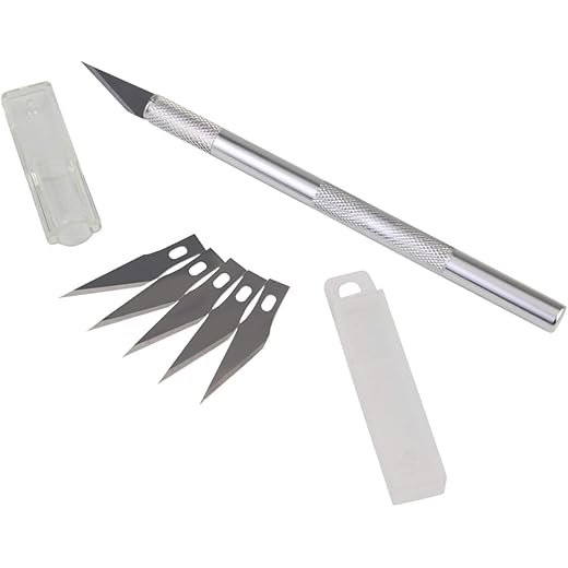 Detail Precision Pen Knife with 5 Interchangeable Sharp Blades for Carving & Mat Cutting Paper Cardboard Sheets Craft Razor Cutter Blade Art Pencil Pack of 1