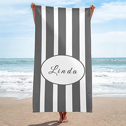 E-shine Personalized Name Beach Towels, Custom Beach Towels,Clearance Beach Towels,Color Beach Towels,Beauty Beach Towels for Adults (Grey)