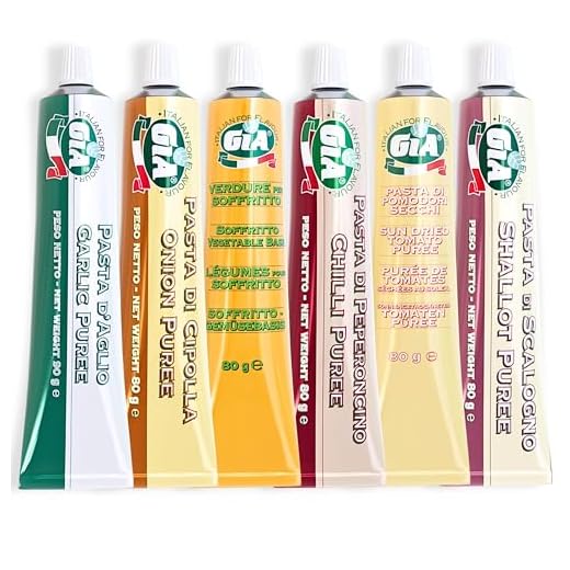 GIA pacco da 6 tubetti misti (Pasta di Peperoncino, Verdure per Soffritto, Pasta d'Aglio, Pasta di Cipolla, Pasta di Scalogno, Pasta di Pomodori Secchi)
