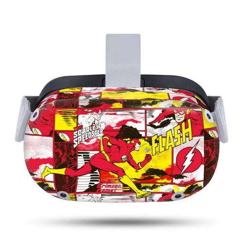 Head Case Designs Officially Licensed The Flash DC Comics Panel Collage Comic Book Art Vinyl Sticker Skin Decal Cover Compatible with Meta Quest 2