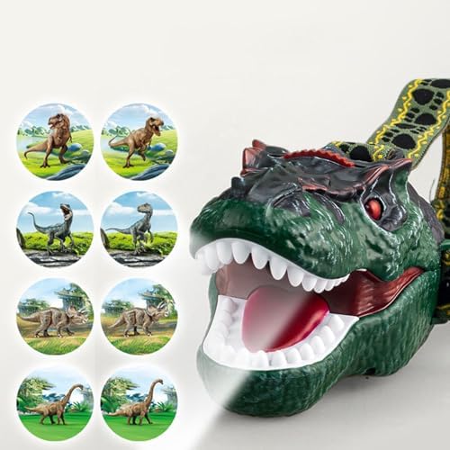 Dinosaur Headlamp for Kids - Adjustable Flashlight with Roar Sound
