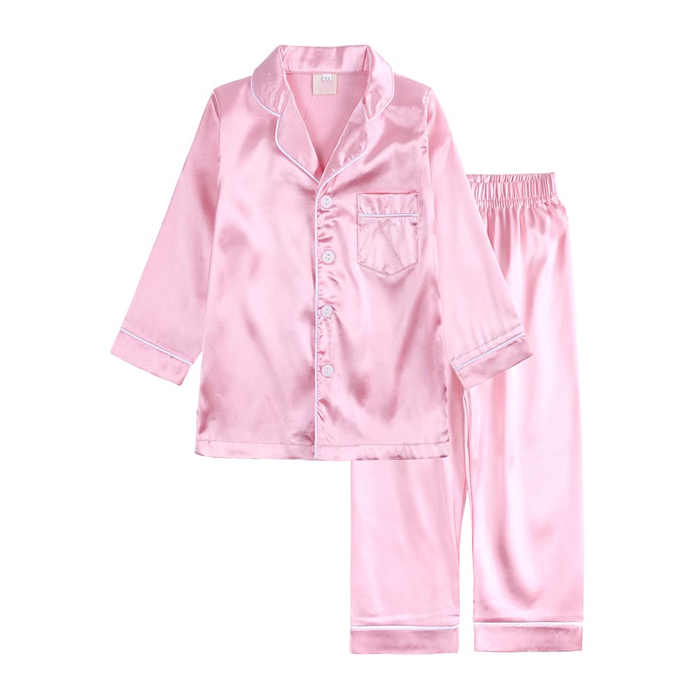Belovecol Satijnen pyjama voor meisjes, 3Pj Zijden Nachtkleding, Button