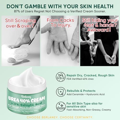 Urea Cream 40 Percent For Feet Maximum Strength plus 2% Salicylic Acid 5.29 oz, Fast-Absorbing Foot Cream for Dry Cracked Skin with Tea Tree & Aloe Vera, Callus Remover, Deep Moisturizing - Image 3