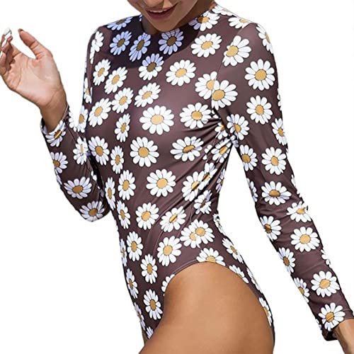 Maillot de bain monokini gainant pour femme avec impression taille haute L