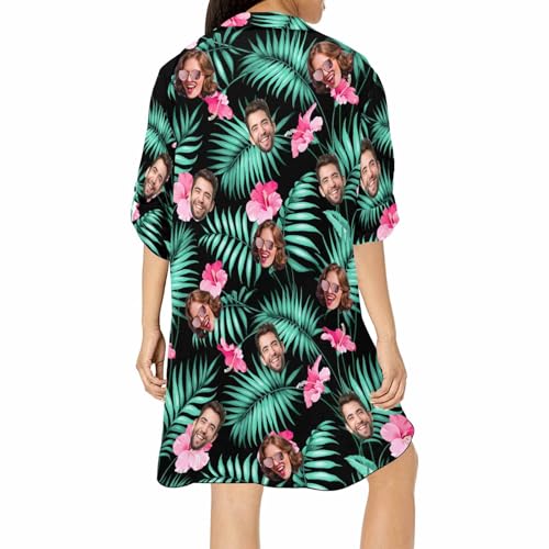 Custom Womens Swimsuit Cover Up Beach Bikini Swimwear V Neck Coverups Personalized Face Bathing Suit Dress Shirt Cover Ups2