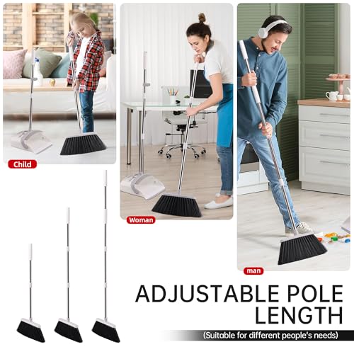 Image of Broom with Dustpan Combo Set, Hand Broom and Dustpan Set for Sweeping Indoor Angle Broom for Home Office Kitchen Lobby Floor Pet Hair Indoor&Outdoor Cleaning (2-Pack-White)