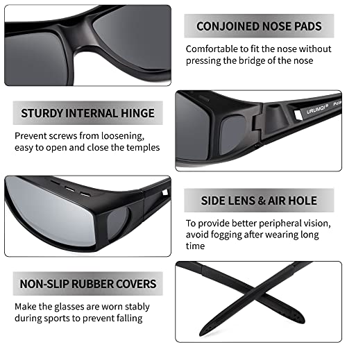 Image of URUMQI Polarized Sunglasses Fit Over Glasses for Men Women, Wraparound Sun Glasses UV400 Protection for Driving Fishing