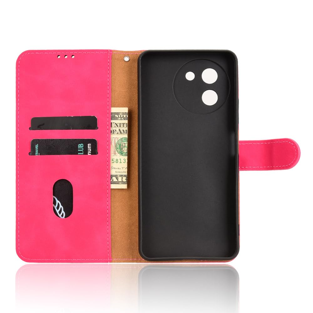 HAOYE Leather Folio Cover per DOOGEE Note 59 / Note 59 Pro, Premium Pelle PU Portafoglio Flip Case Custodia con [Slot per Scheda] [Funzione di Supporto]. Rosso
