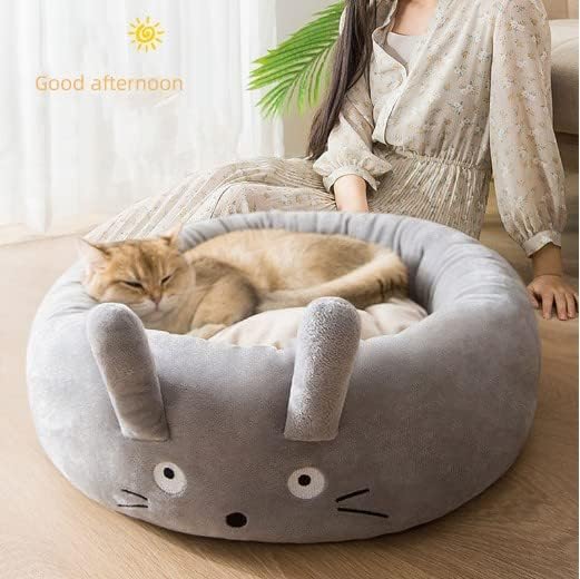 Cat Litter Four Seasons Universal cat Bed cat mat Sleeping with deep Sleep nest Dog Litter Bed Spring and Summer Round nest pet Supplies (Medium（50 * 50）, Grey)