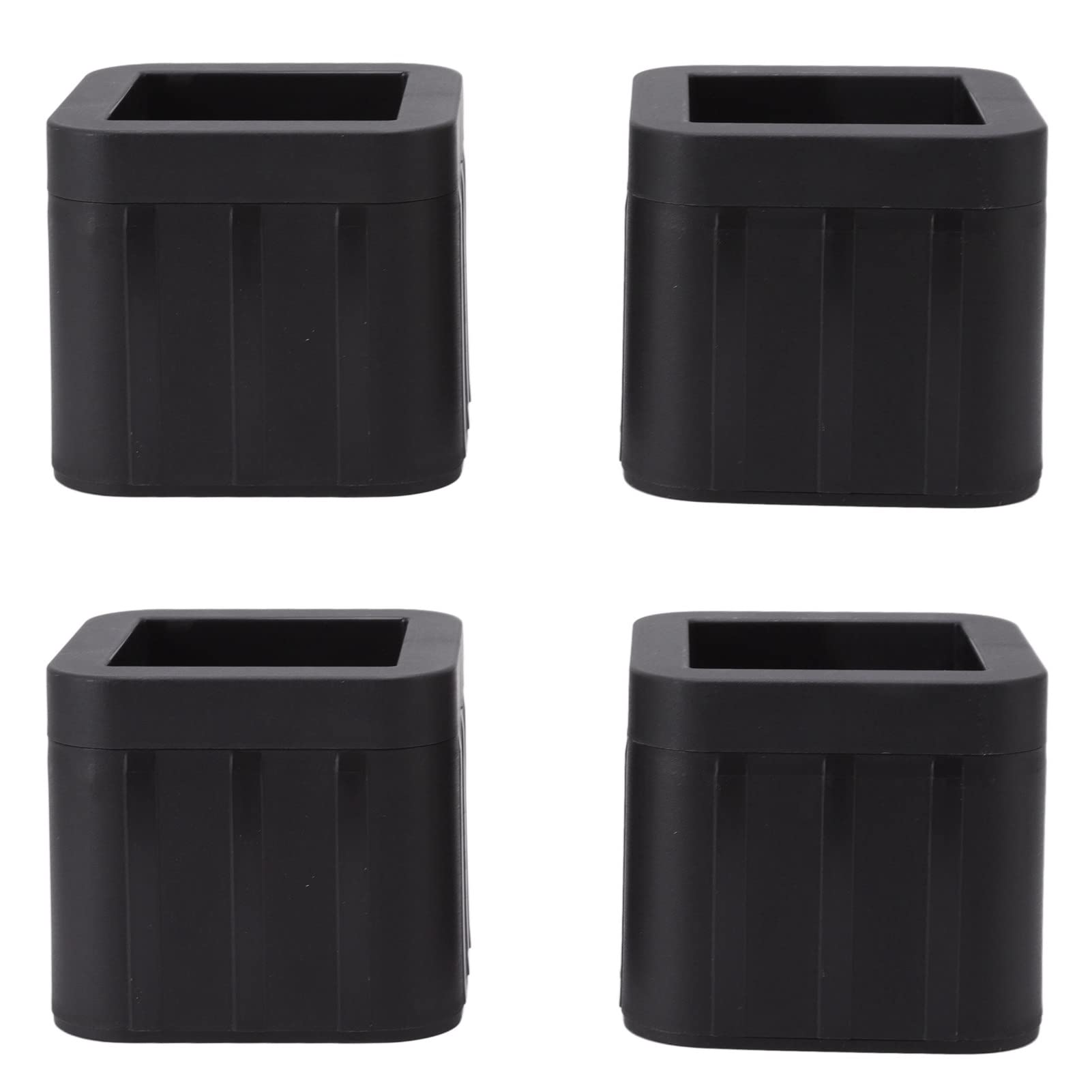 Paquete De 4 Elevadores para Muebles De 3,5 Pulgadas: Elevadores De Patas Apilables Cuadrados Negros para Cama, Sofá Y Gabinete con Almohadillas De Goma