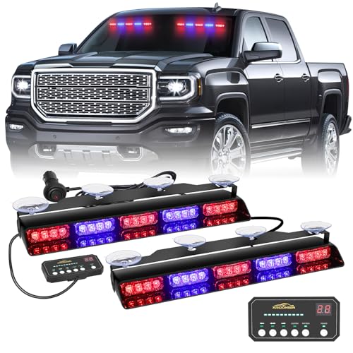 XRIDONSEN 2x 17 inch Dash Strobe Lights 40 LED Windshield Light Bar