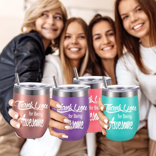 Appreciation-Gifts-Thank-You-for-Being-Awesome-Wine-Tumbler-Thank-You-Gifts-for-Women-Staff-Employee-Inspirational-Appreciation-Keychain-Stainless-Steel-Tumbler-Fresh-Colors-24-Sets