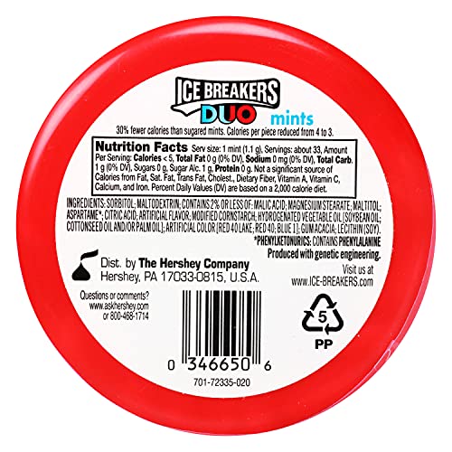 Image of Ice Breakers Duo Fruit and Cool Strawberry Mints Pack of 2, X 36 Gram