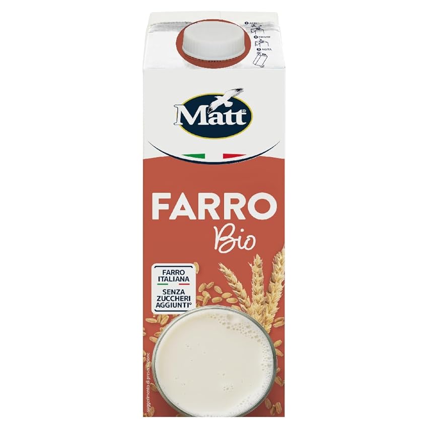 Matt - Farro Bio - Bevanda Vegetale con Farro Italiano Bio - Senza Lattosio - 1 l (Confezione da 9)