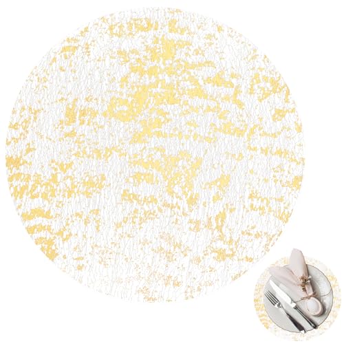 16 Stück Einweg Tischsets aus Gold, 35 cm Rund Goldfolie, Gold Platzsets aus Vinyl, Goldfarben für Esstisch, Hochzeit, Dekoration, Weihnachten