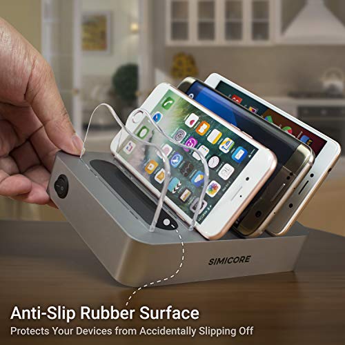 Simicore Charging Station for Multiple Devices, Certified 4 USB Fast Charging Dock, Non-Slip Surface, 5 Short Cables Included, Smart Phones, Tablets, Watch, Other Electronics Organizer, Space Gray - Thumbnail 2