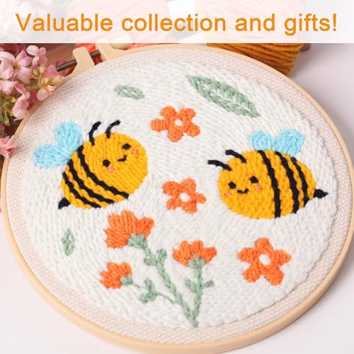 Image of REEWISLY Punch Needle Embroidery Kit, Embroidery Hoop, Essential Punch Needle Supplies,Ideal Punch Art for Beginners,DIY Adults Embroidery, Video Teaching (65232)