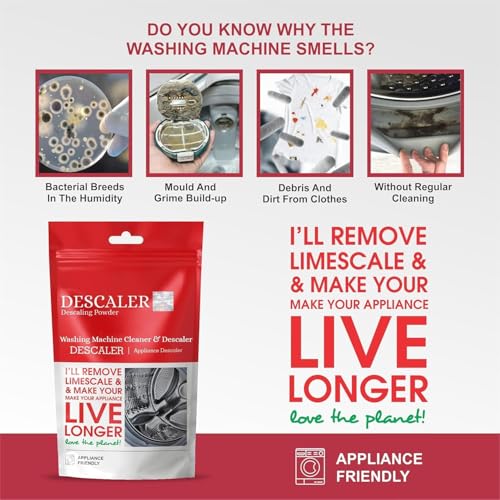Image of Washing Machine Cleaner Descale Powder Descaling Appliance Quick Drum Descale Deep Cleaning for Semi and Fully Automatic Front Load|Top Load Tub Clean Pouches
