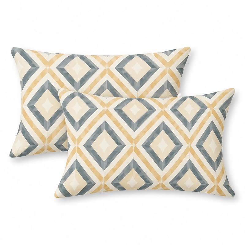 Image of Fitted Sheet Multicolor Diamond Geometric Print Fitted Bedsheet | Glace Cotton 140 TC | Single Size (36x75 inch) with 2 Pillow Covers (18x28 inch) | Deep Pocket up to 10 Inches - Soft & Comfortable