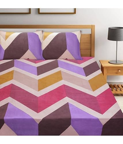 HOMETALES Microfiber Abstract Printed Double Bed Sheet With 2 Pillow Covers – Burgundy For Rs. 154 @ 86 %