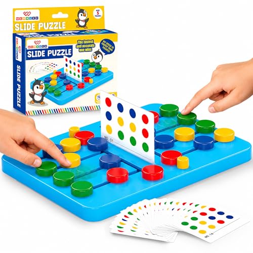 Image of Wembley Slide Puzzle for Kids 5+ Years | Brain Games for Children | Color Matching Puzzle Game | 2 Player Board Game | Toys for 5-7 Years | Puzzle Activity | Gift for Boys & Girls