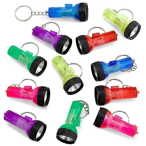 Toddmomy 12Pcs Keychain Flashlight Portable Pocket Torch with Key Ring for Car Keys Bags and Everyday Use Mixed Colors