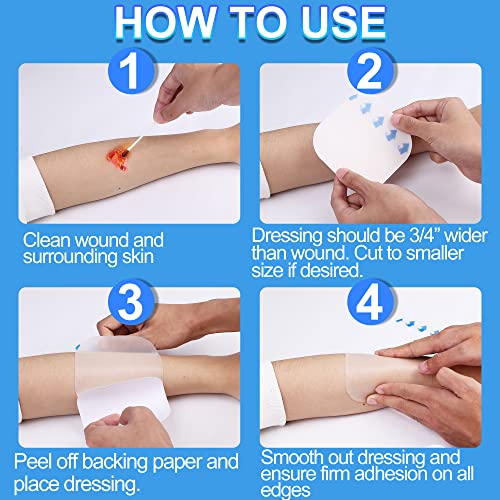 Lotfancy Hydrocolloid Dressing, 14 Pack, 4”X4”, Ultra Thin, Large Hydrocolloid Bandages, Waterproof Wound Dressing Pad, Healing Patches For Blister, Bed Sore, Burn, Pressure Ulcer #TOP6