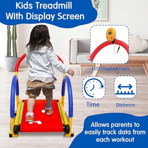 Image of Kids Treadmill for Ages 3+, Incline Adjustable Walking Pad with LED Display & Handles, Compact Self-Propelled Exercise Equipment for Boys & Girls, Fun Fitness Gear
