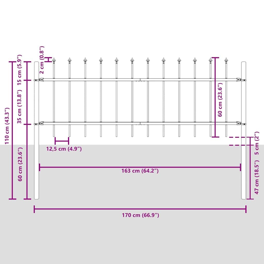 Gartenzaun 3 Stück Weiß, Pulverbeschichteter Stahl Zaunelement 5,1 x 0,6 m mit Sichtschutz für Terrasse, Balkon, Vorgarten und Außenbereich zur Grundstücksbegrenzung