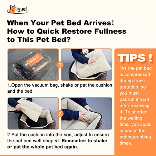 Miguel Cat Beds For Indoor Cats Washable, Rectangle Cat Beds With Removable Cushion For Small Dogs, Bolster Puppy Kitten Bed With Supportive Side Slip-Resistant Bottom, Brown 24 Inch #TOP6