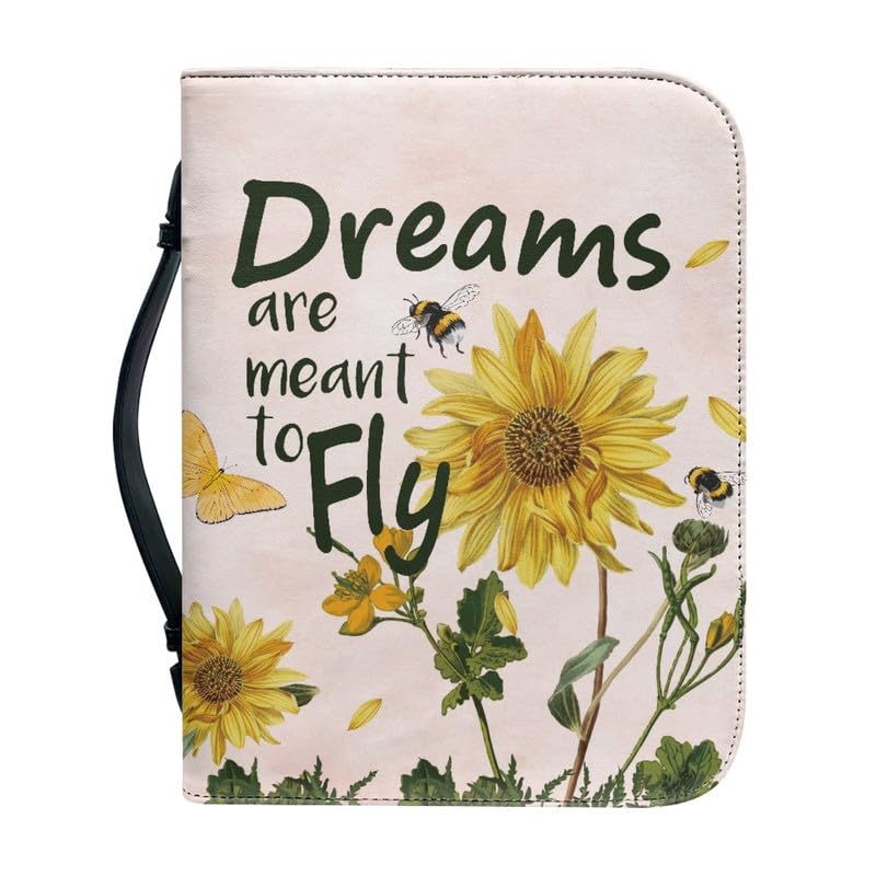 Garronmavis Cartoon Sunflower Bee Painting Bible Cover Case - Butterfly Flower Tote Bag With Floral Insect Accessories - XL — image 1