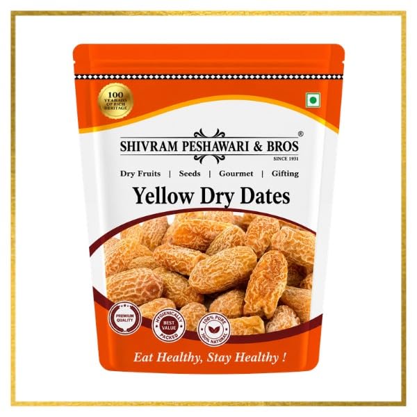 Shivram Peshawari & Bros Khajoor or Khajur Dry Fruit | Healthy & Nutritious Snack | Pila Chhuara | Sukha Khajoor Pack | Dry Dates Kharak or Kharik (250 Grams)